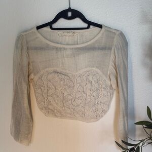 Free People Cream Lace Blouse